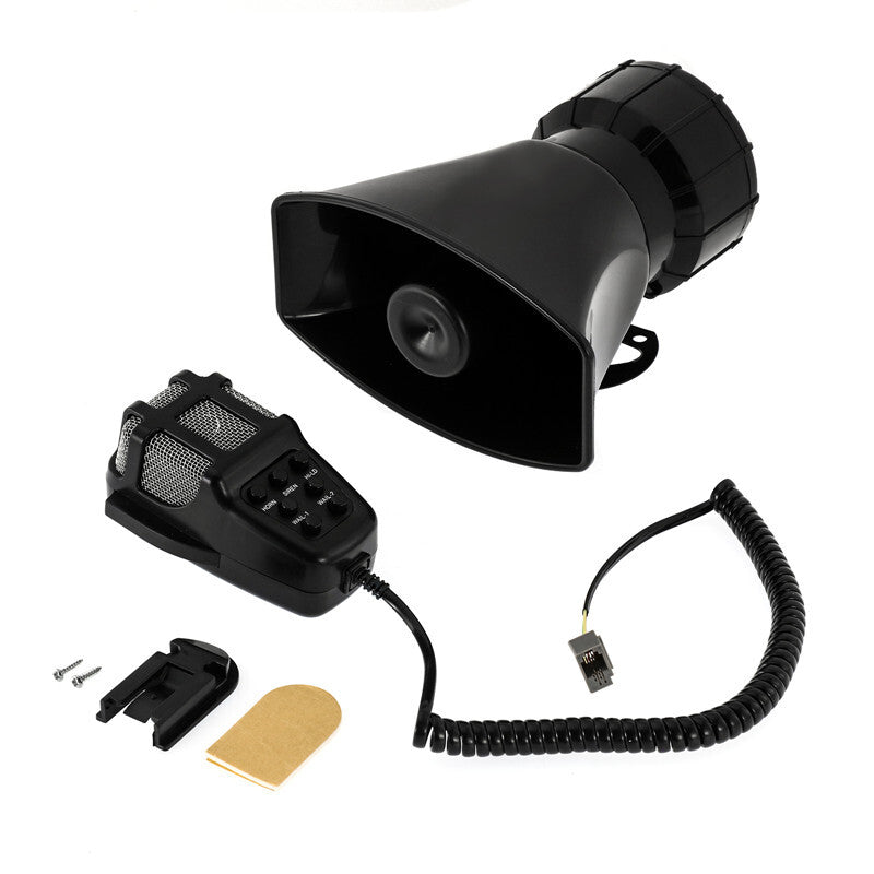 Car Black Horn MIC Loud Siren Vehicle Loud speaker 7 Sound Horn