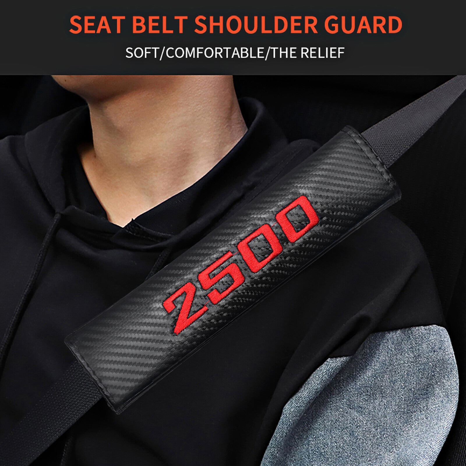2pcs for Dodge for Ram 2500 Cab Pickup Red Embroidered for Seat Belt Shoulder Pads Cover Q