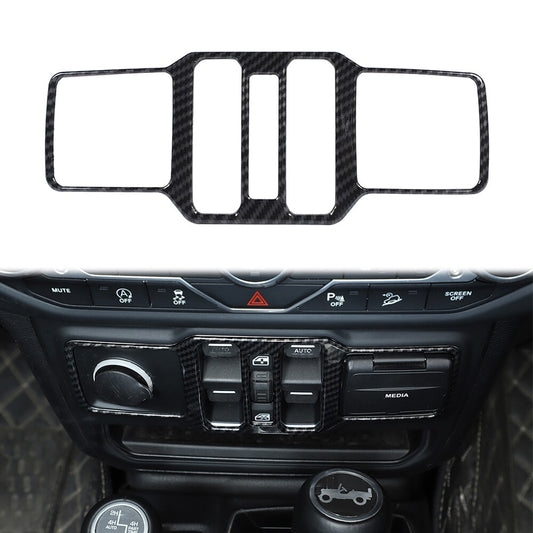 ABS Window Control Switch Panel Trim Carbon Fiber for Jeep for Wrangler JL JT 2018+
