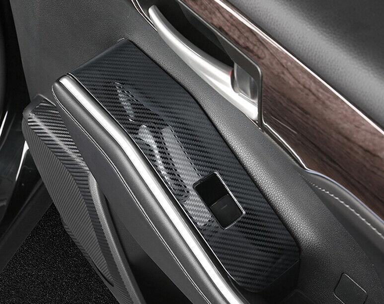 Carbon Fiber Steel Window Lift Panel Switch Cover for Toyota Highlander 2020-23