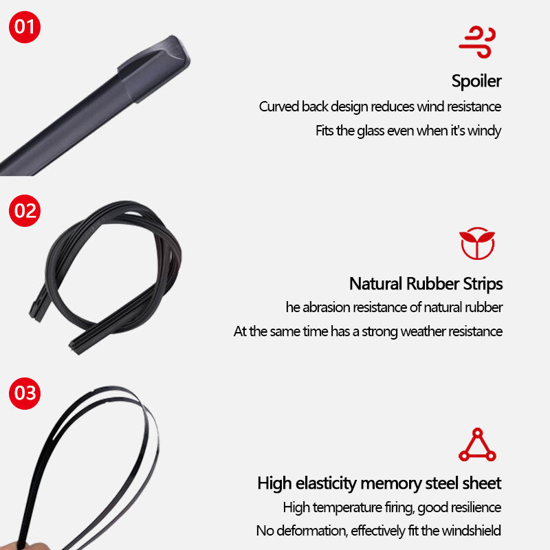 20 + 20 Front Windshield Wiper Blades J-hook Bracketless Frameless All-Seasons