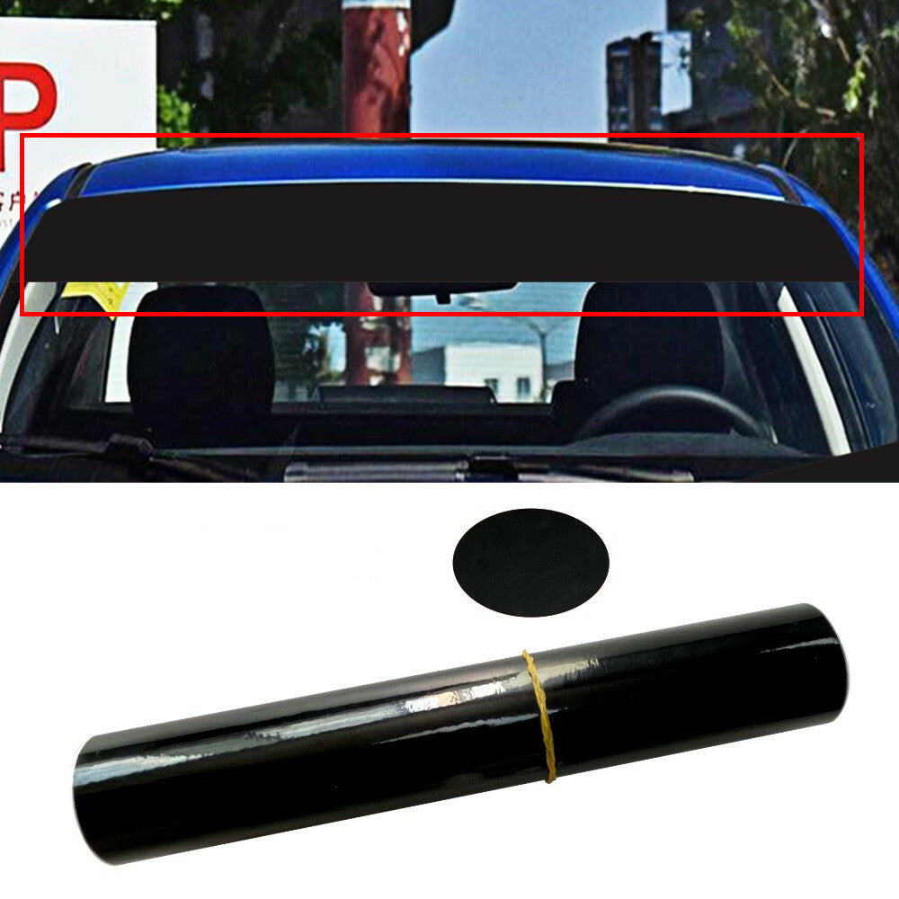 Car Front Windscreen Sunstrip Visor Adhesives Sunshade Gloss Black 140X20CM