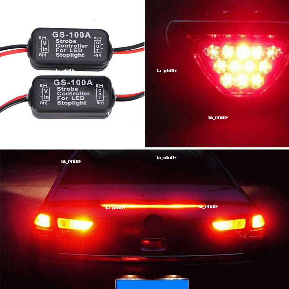 2x GS-100A Flash Strobe Controller Box Flasher Module LED Brake Tail Stop Light Q