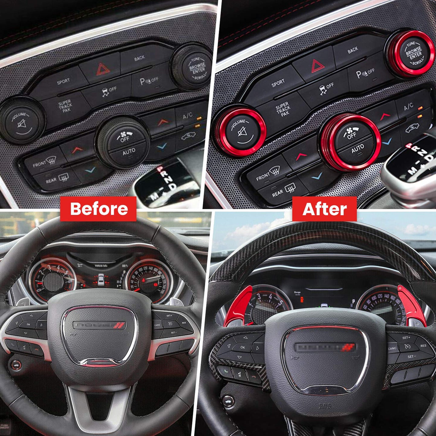 Steering Wheel Shift Paddle TrimAC Switch Knob for Dodge Charger for Challenger 15+
