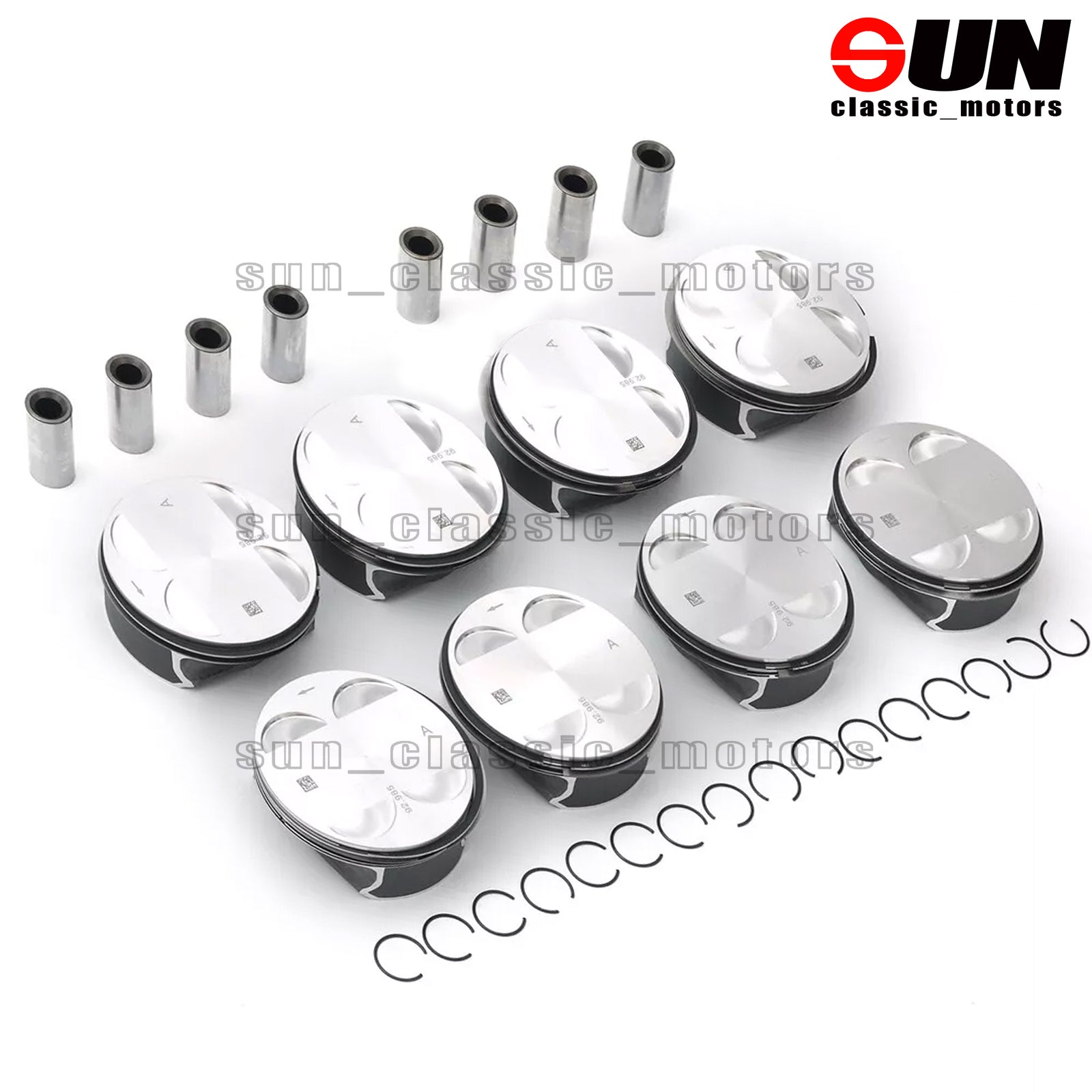 8-Piece Piston and Ring Set STD for 550i, 650i, 750i, X5, E63, E64, E53, E70, N62B48 4.8L