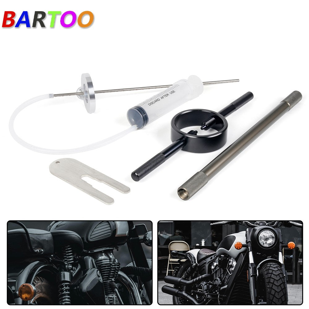 Universal Motorcycle Fork Spring Compressor Tool and Fork Oil Level Tool Kit Q