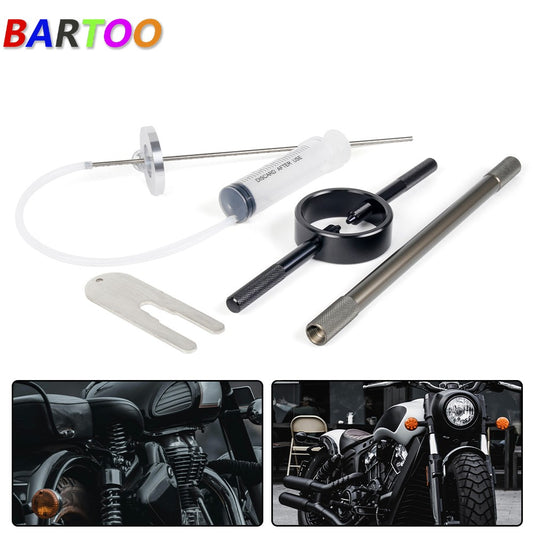 Universal Motorcycle Fork Spring Compressor Tool and Fork Oil Level Tool Kit Q