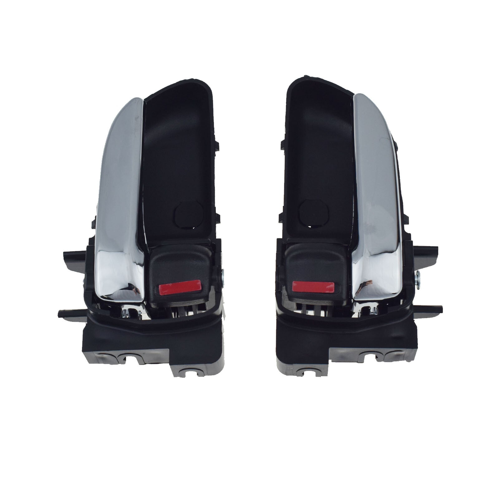 Two-piece shiny chrome interior door handles for Subaru Forester 2003-2008 models. n
