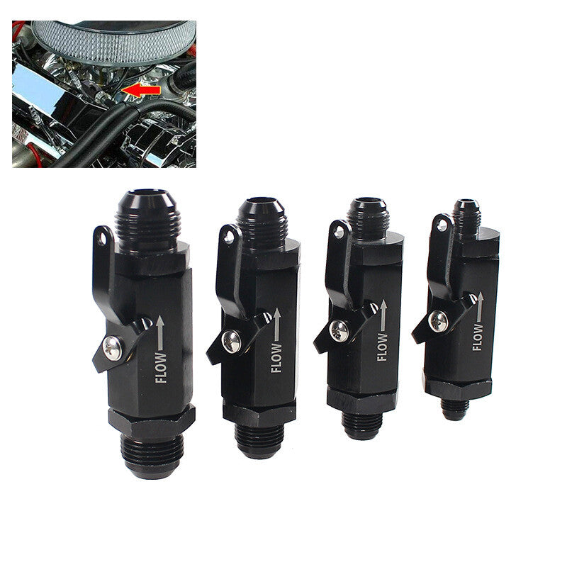 -6AN 6AN Aluminum Inline Fuel Shut Off Valve Cut Off w/ Cable Lever Flow Control