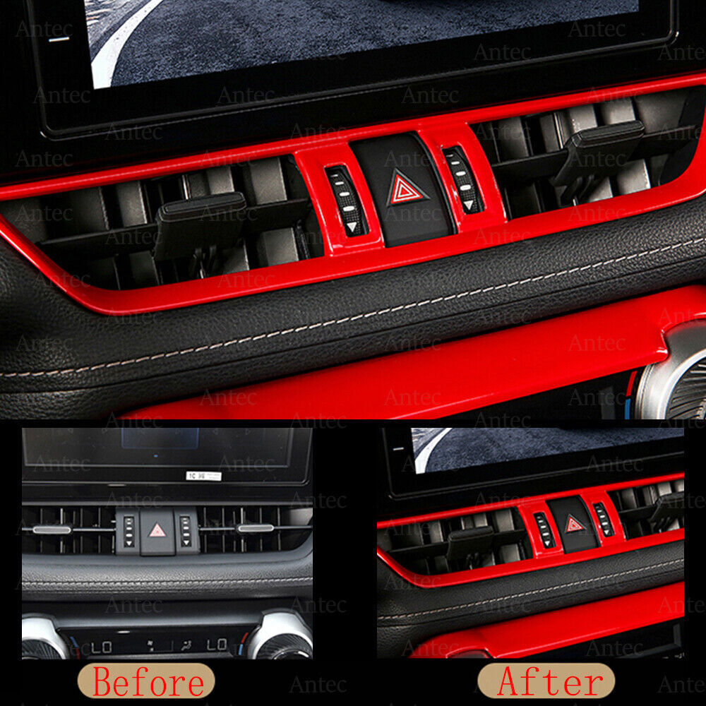 Red Car Central Console Air Outlet Vent Frame Trim ABS For 2019-2023 for Toyota RAV4