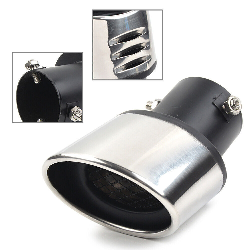 Sliver Universal Car Bent Rear Exhaust Pipe Tail Muffler Tip Round Accessories Q