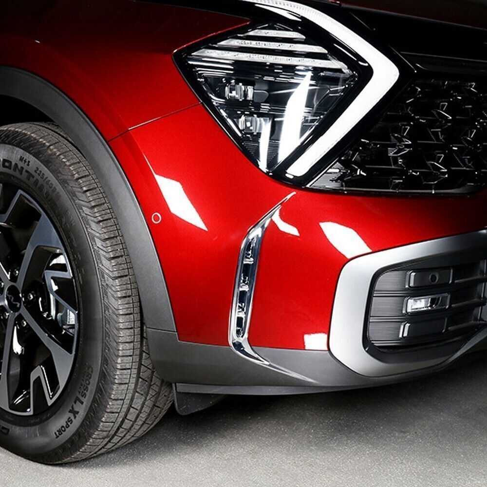 2PC Silver Front Bumper Fog Light Lamp Cover Trim Decal for Kia Sportage 2023-24