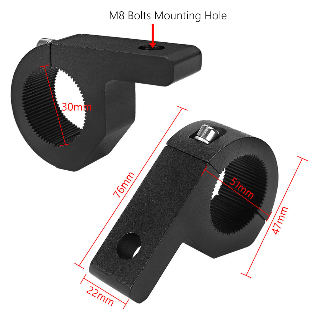 2x 19-25mm Bullbar Pipe Mount Bracket Clamps LED Work Light Bar 2 Inserts Tool