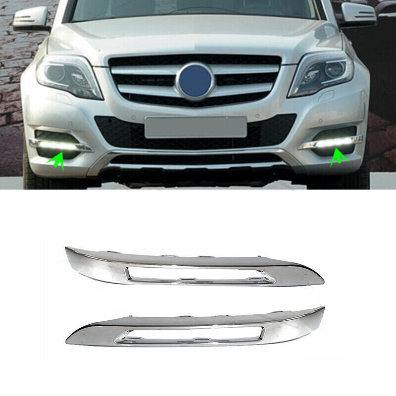 2PC Front Fog Light Chrome Trim Bezel Cover for Mercedes Benz X204 GLK 2013-2015