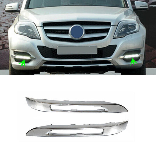 2PC Front Fog Light Chrome Trim Bezel Cover for Mercedes Benz X204 GLK 2013-2015