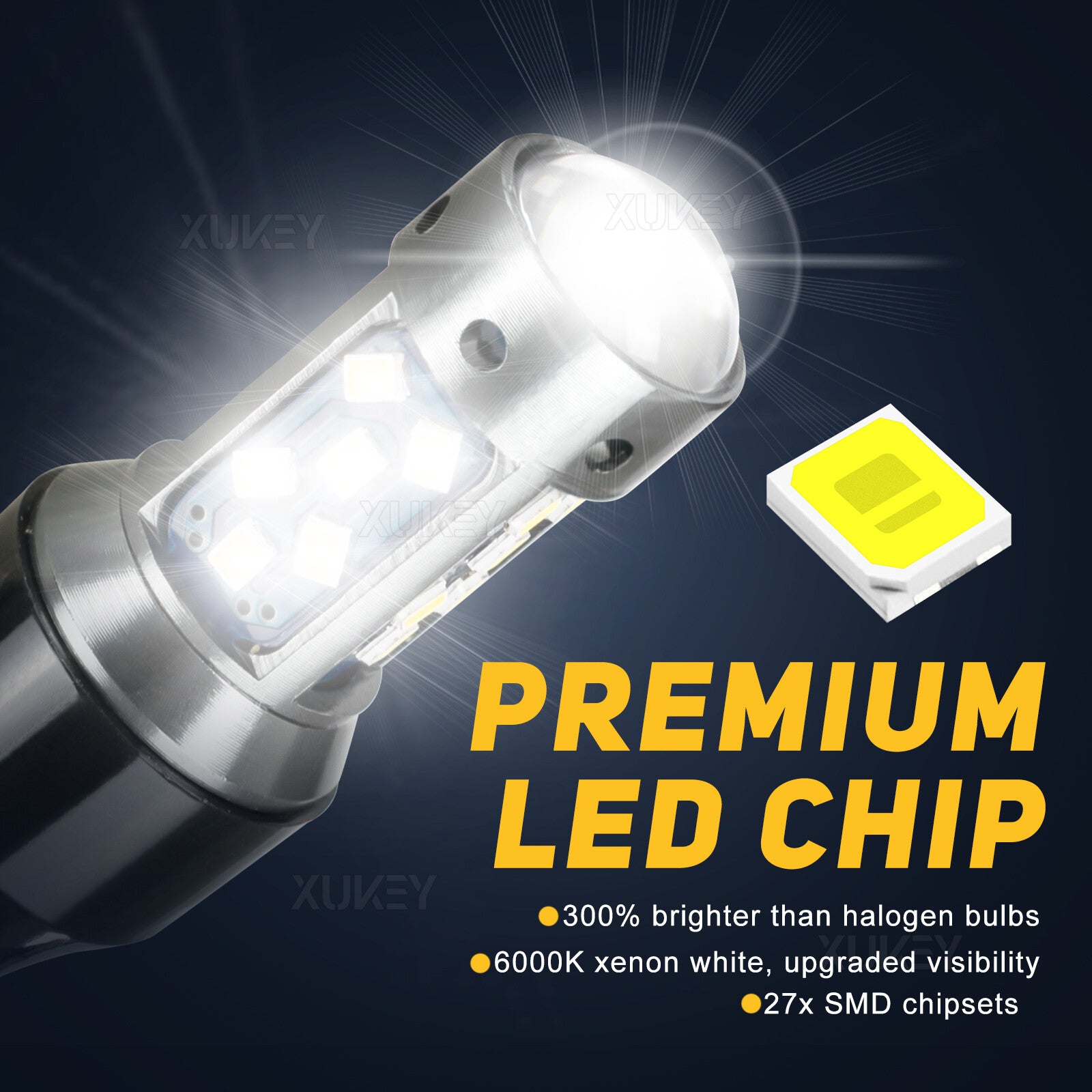 2x W16W T15 921 LED Car Rear Reverse Bulb Backup Light Lamp Xenon White 27-SMD