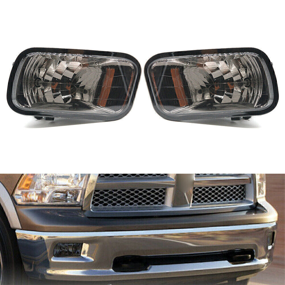 Pair Front Fog Light Lamps Black Lens for Dodge for Ram 1500 2500 3500 2009-2012