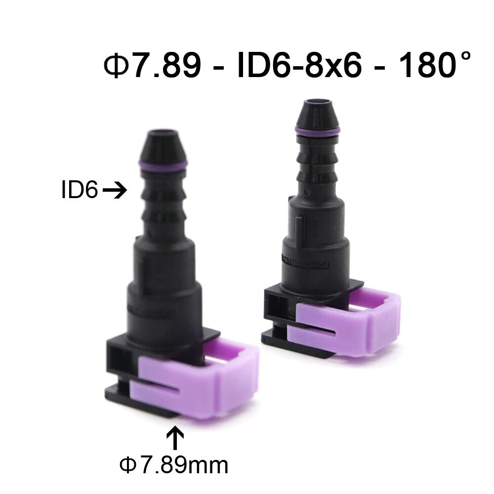 7.89mm ID6 8x6 180¡ã New Fuel Line Hose Pipe Quick Release Female Connector 2PCS Q