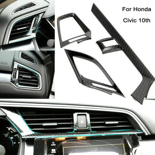 Carbon Fiber Dashboard AC Air Vent Outlet Cover Trim for Honda for Civic 16-2021 New n