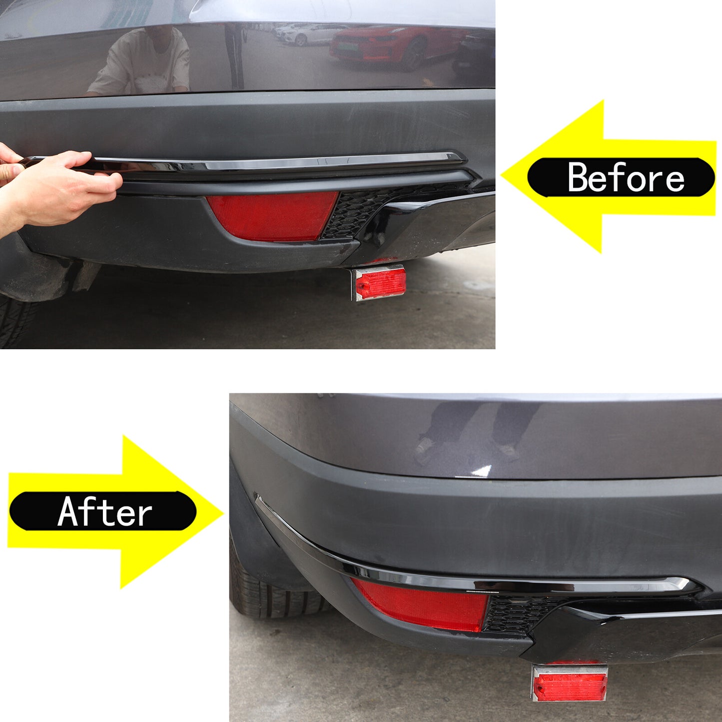 Smooth black rear bumper fog light trim (2 pieces) for Honda Pilot 19-22 n