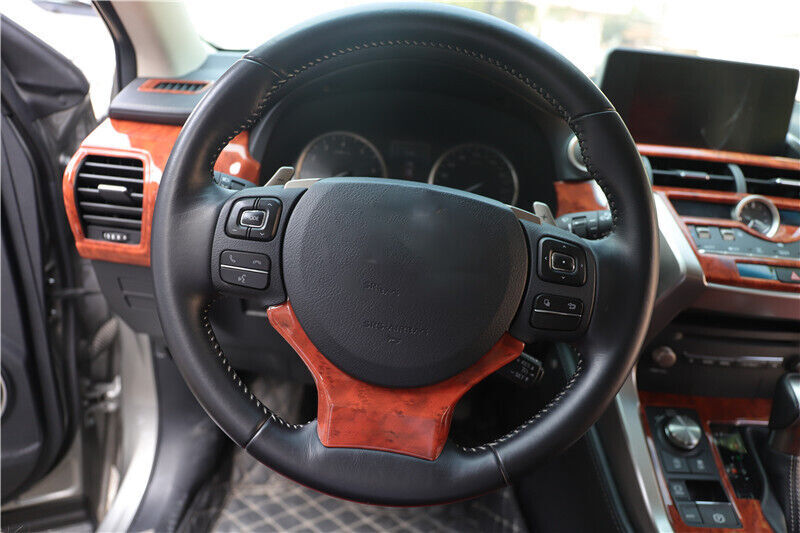Steering Wheel U Type Cover Trim Interior Fit for Lexus NX 2015-2020 Brown Wood