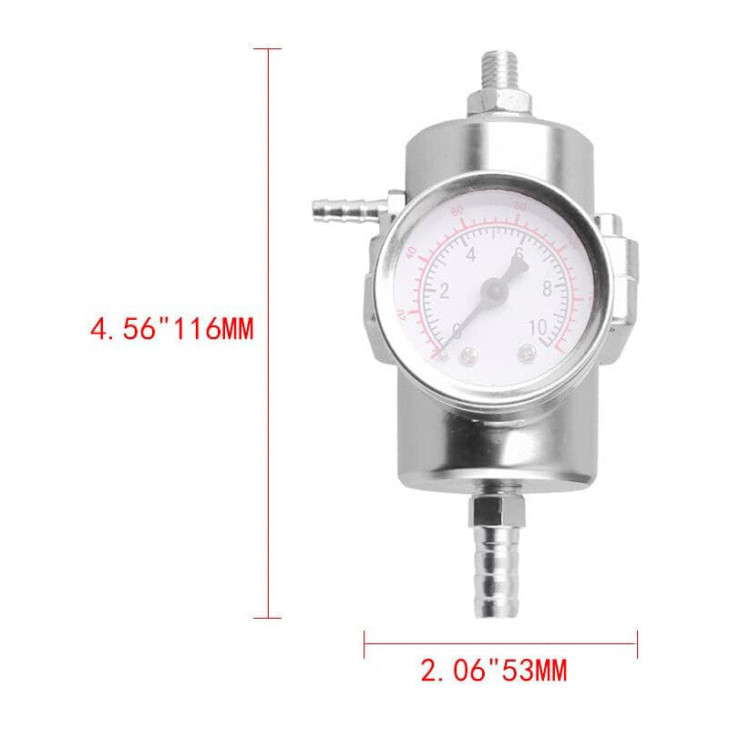 Adjustable Fuel Pressure Regulator With Gauge Hose FPR Kit 0-140 PSI 6AN Silver