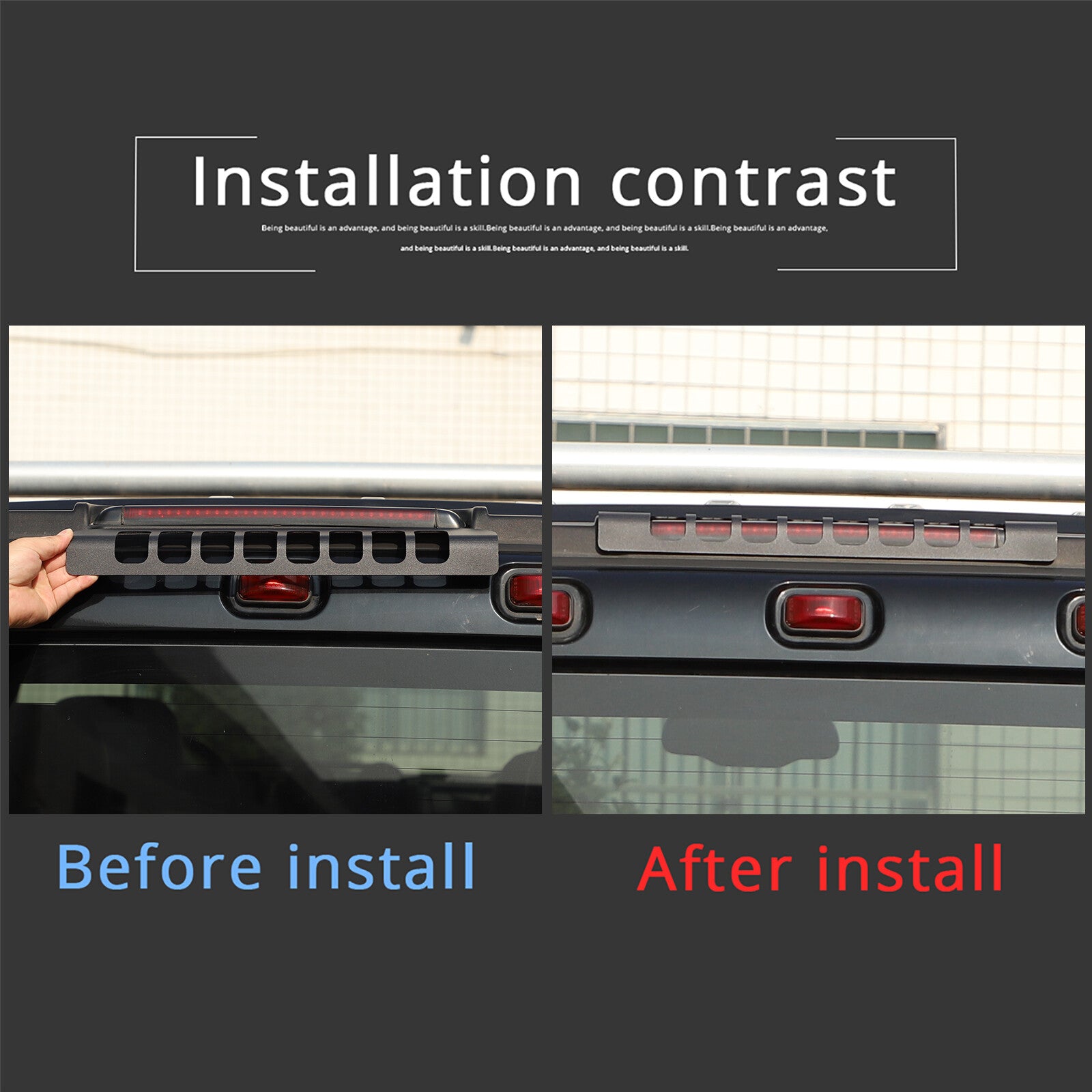 Aluminum third brake light cover trim for Hummer H2 SUV 03-09