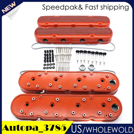 2Pcs Orange Aluminum Engine Valve Covers 241-183 Fits for Chevy LS1 LS2 LS3 LS6