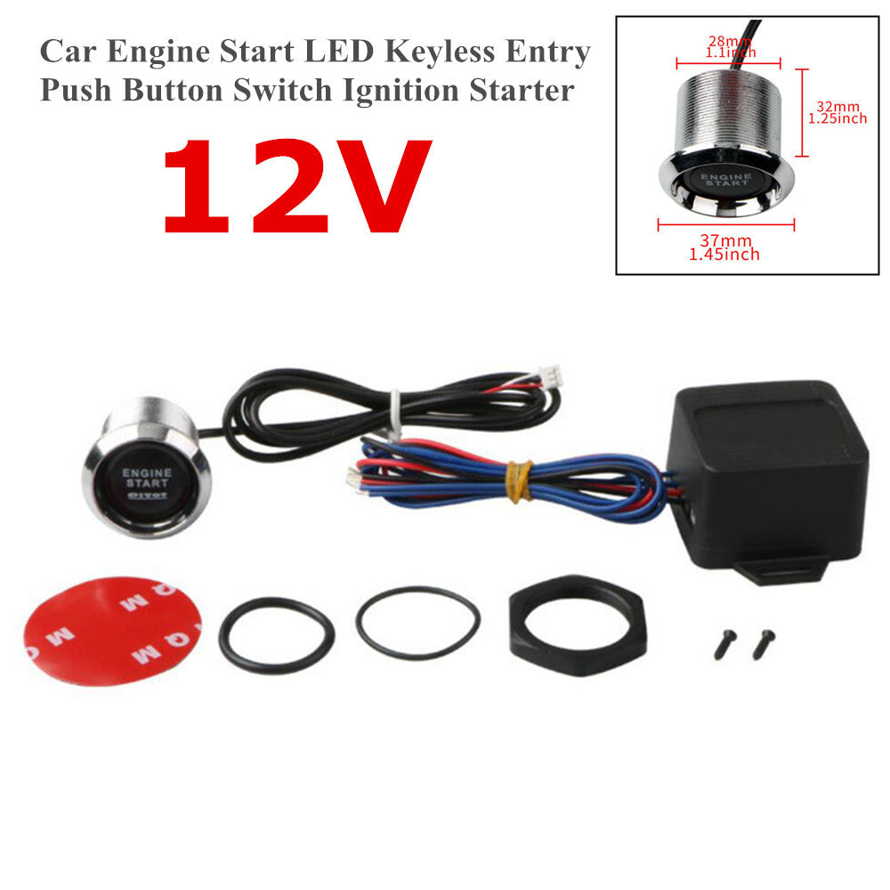 12V Car Engine Start LED Keyless Entry Button Switch Lgnition Starter Trim - n