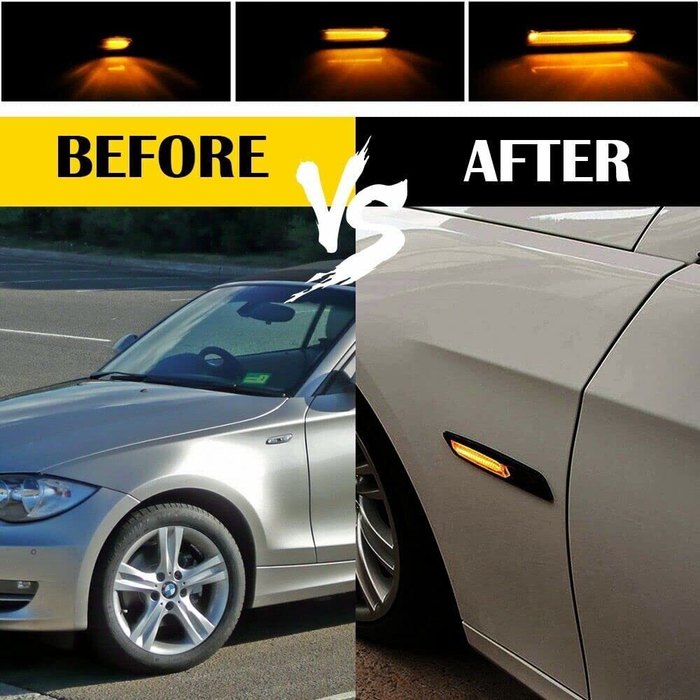 2x for BMW 1 3 5 Series Smoke F10 Style Sequential Amber LED Side Marker Lights