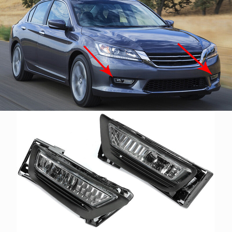 Pair Front Bumper Fog Light Lamp Assembly For 2013-2015 for Honda Accord Sedan 4Dr