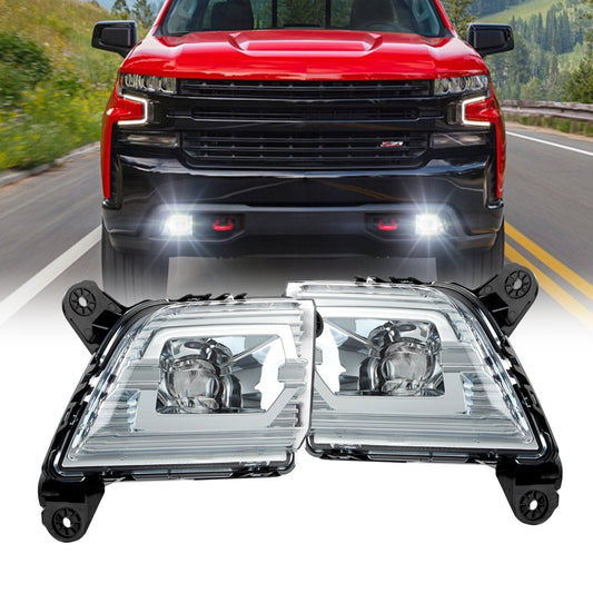 For 2019 - 2022 for Silverado 1500 2500HD 3500HD LED Fog Light with Wire + Switch - v