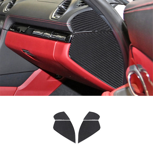 2Pcs Carbon Fiber Front Door Panel Strip Cover Trim for Jeep for Wrangler 2007-2010 v