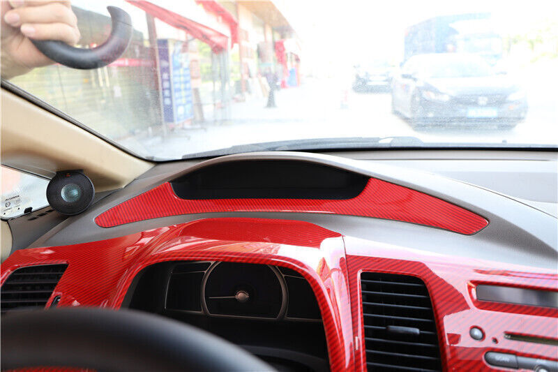 for Honda for Civic 2006-2011 Red Carbon Fiber Dashboard Cluster Speedometer Strip Q