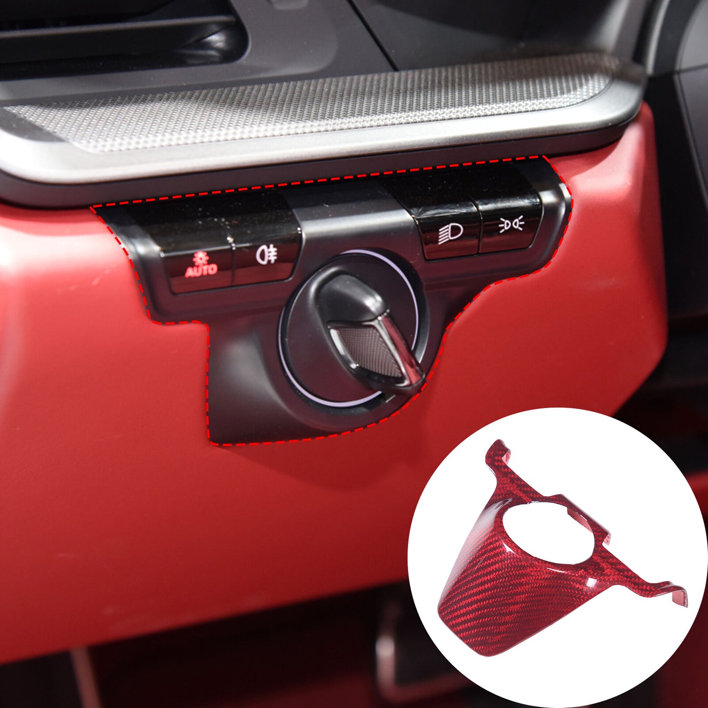 Red carbon fiber headlight trim is suitable for Porsche for 911 992 2019-22
