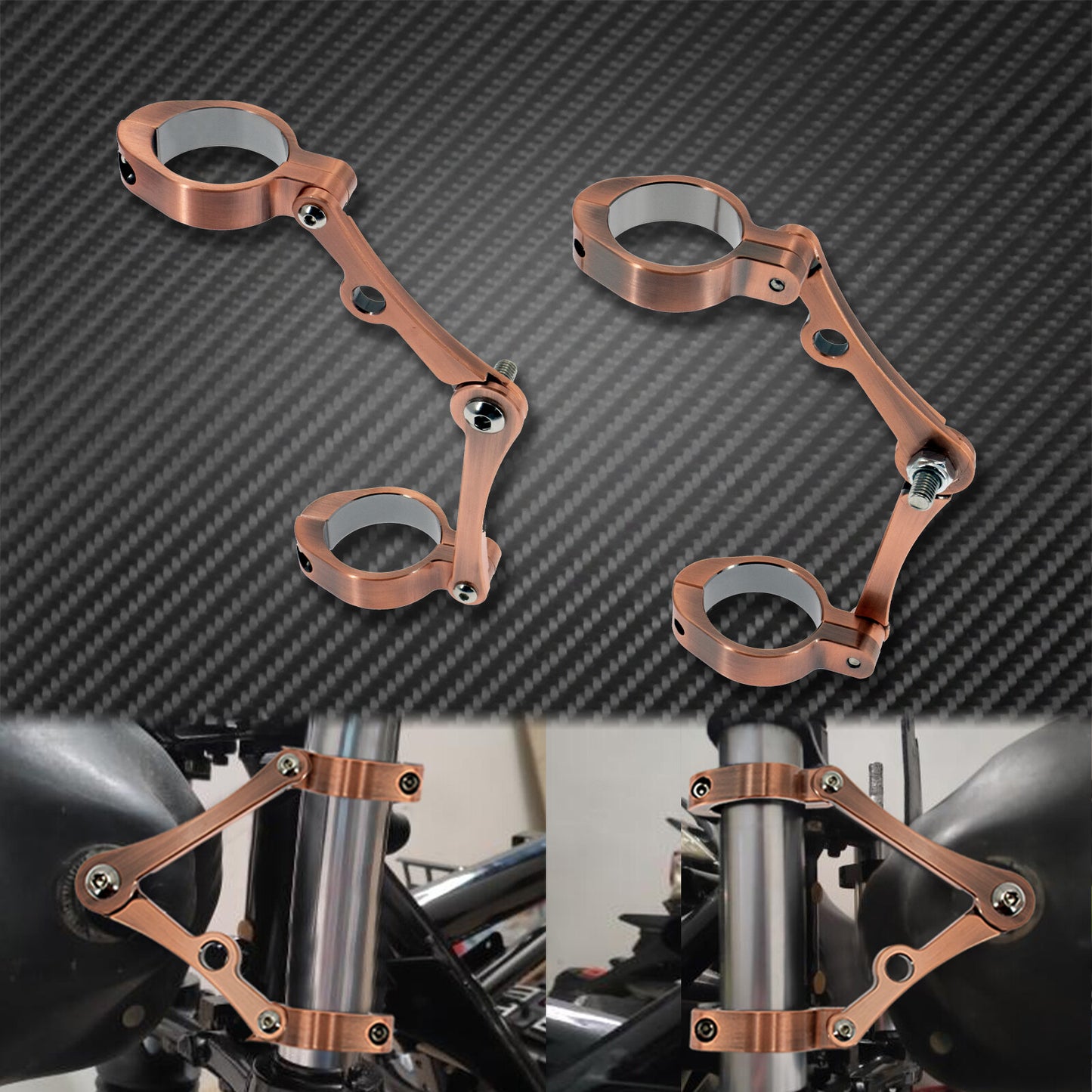 Bronze Motorcycle Universal 39mm-41mm Headlight Mount Bracket Fork Lamp Holder