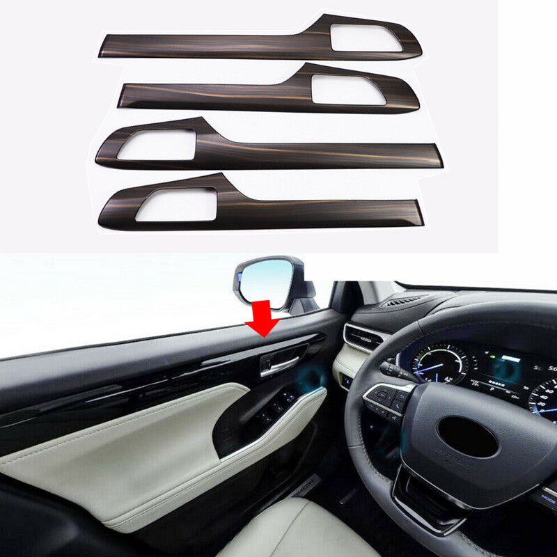 Wood grain Inner Door Molding Cover decor Trim for Toyota Highlander 2020-2023
