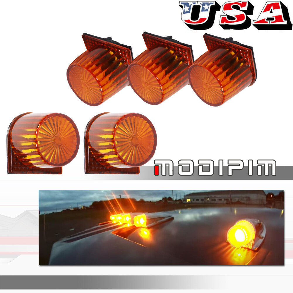 5-Pack Amber Cab Marking Roof Clearance Light Lenses for 1984-1993 for Dodge 3738011- v