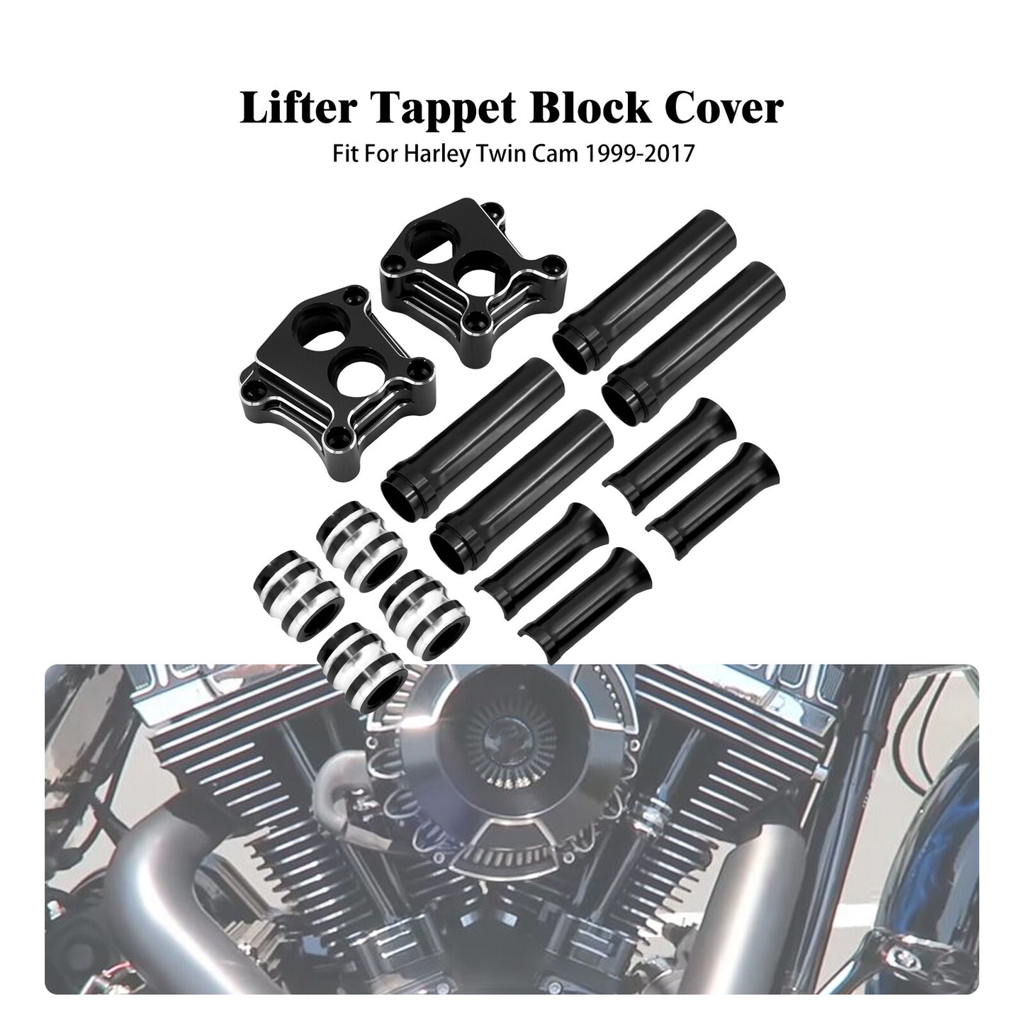 CNC Engine Pushrod Tube Lifter Tappet Block Cover for Harley Touring Twin Cam