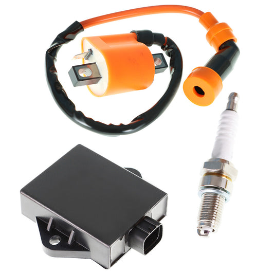 Ignition coil, spark plugs, and CDI box for Arctic Cat 300 2x4 4x4 all-terrain vehicle, May 1998, new. n