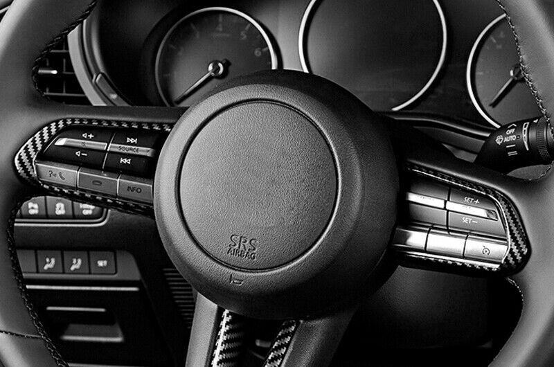 2P for Mazda 3 Axela 2019-2022 ABS Carbon Fiber Steering Wheel Button Cover Trim