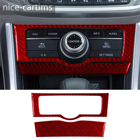 2¡ÁRed Carbon Fiber Console Multi-function Button Trim for Honda Accord 2013-2017