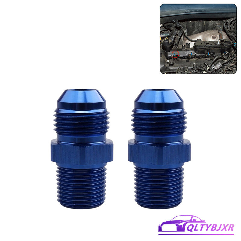 2Pcs 8AN AN8 Male Flare to 3/8 NPT Pipe Thread Fitting Adapter Aluminum Blue