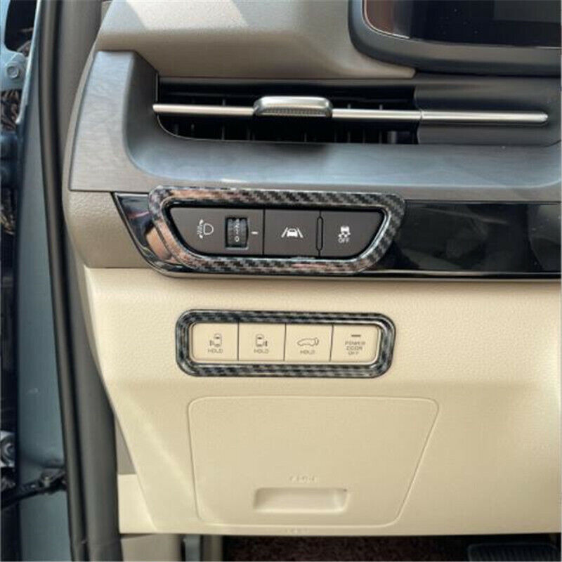 Carbon Fiber Front Headlight Button Switch Cover Trim for Kia Carnival 2021 2022