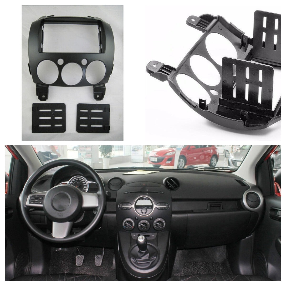 Fascia Car Stereo Radio Panel Mask Frame 7-inch Black for Mazda 2/Demio 2007-2014 n