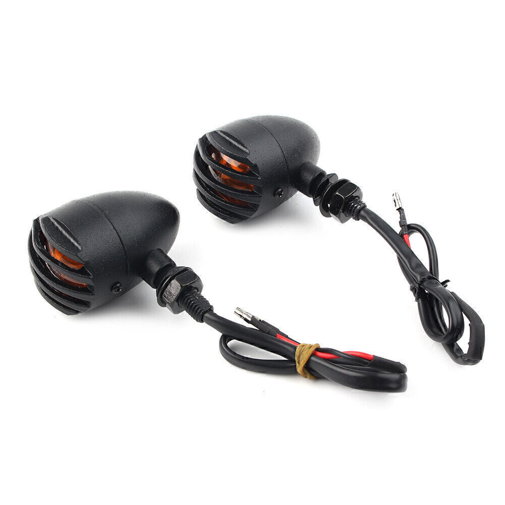2x Black 12V Motorcycle Turn Signals Indicator Lights Lamp Universal Fit Q