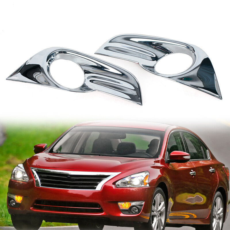 1 Pair Chrome Front Fog Light Lamp Trim Cover Decor for Nissan Altima 2013-2015
