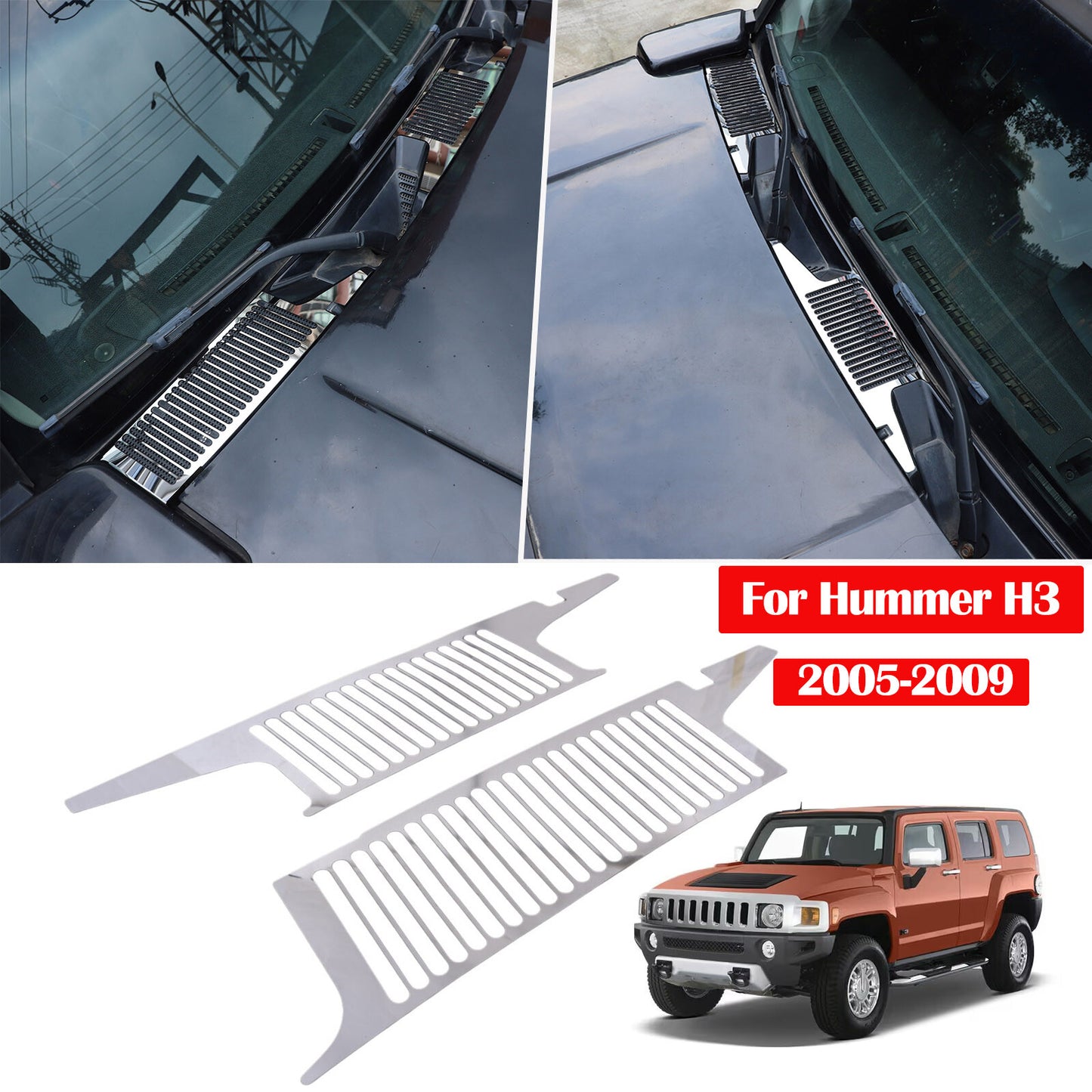 Steel protective sleeve for front hood, vent socket panel, and decorative trim on for Hummer H3 2005-2009. n