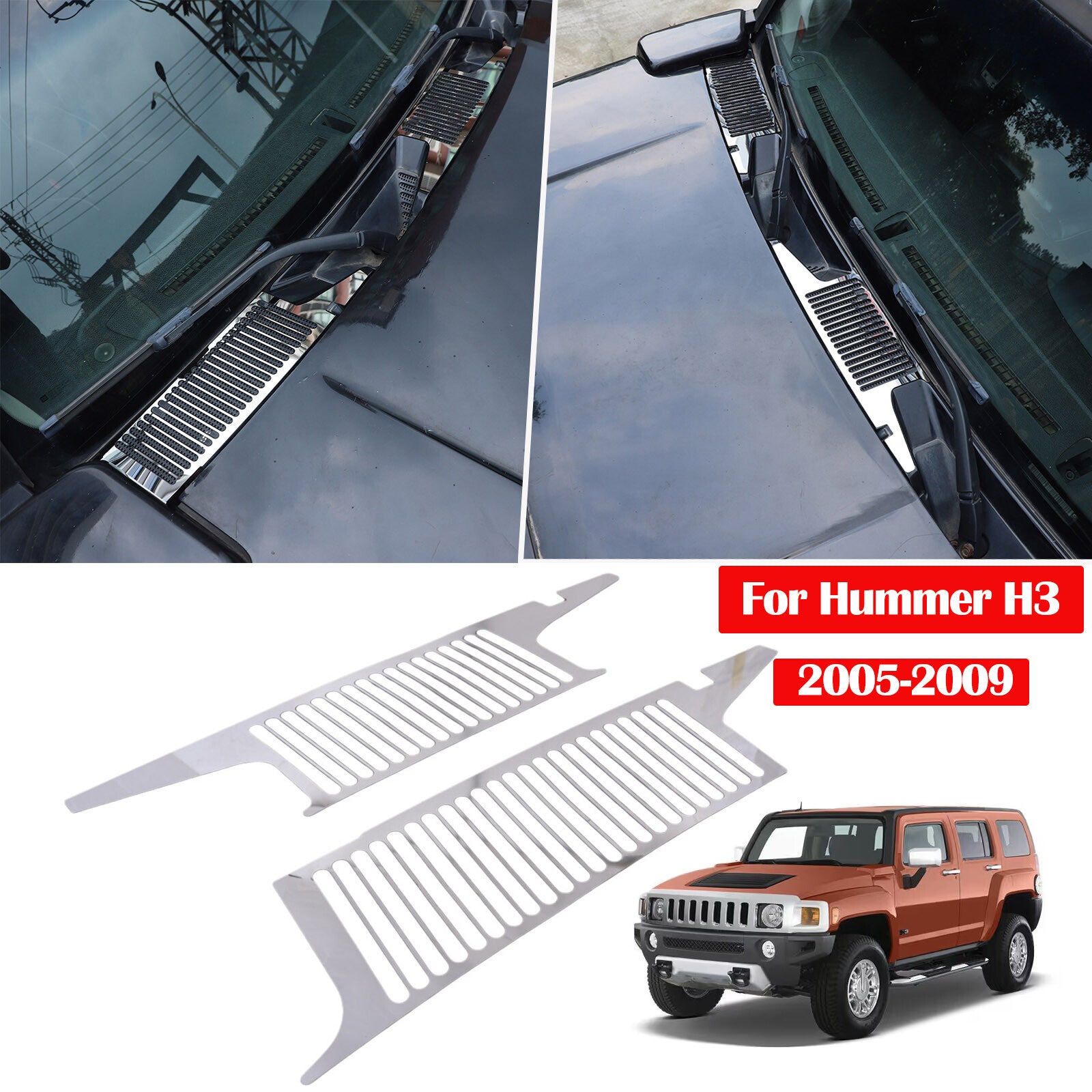 Steel protective sleeve for front hood, vent socket panel, and decorative trim on for Hummer H3 2005-2009. n