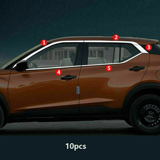 10P Chrome Door Window Frame Molding Cover Trim Strip for Nissan Kicks 2017-2022